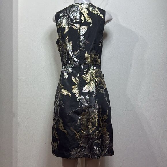 (N5) Trina Turk Taylor Metallic Floral Print Mini Dress,Black Gold Cocktail Sz 2 - Picture 9 of 16